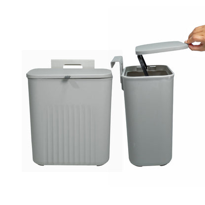 Multifunctional Plastic Trash Bin With Lid (9L) - Grey