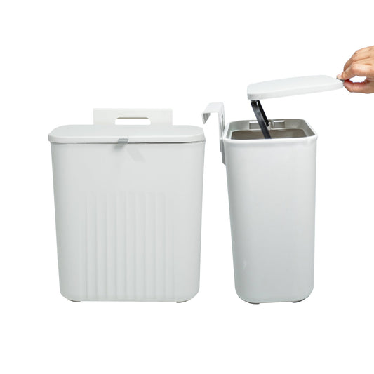 Multifunctional Plastic Trash Bin With Lid (9L) - White