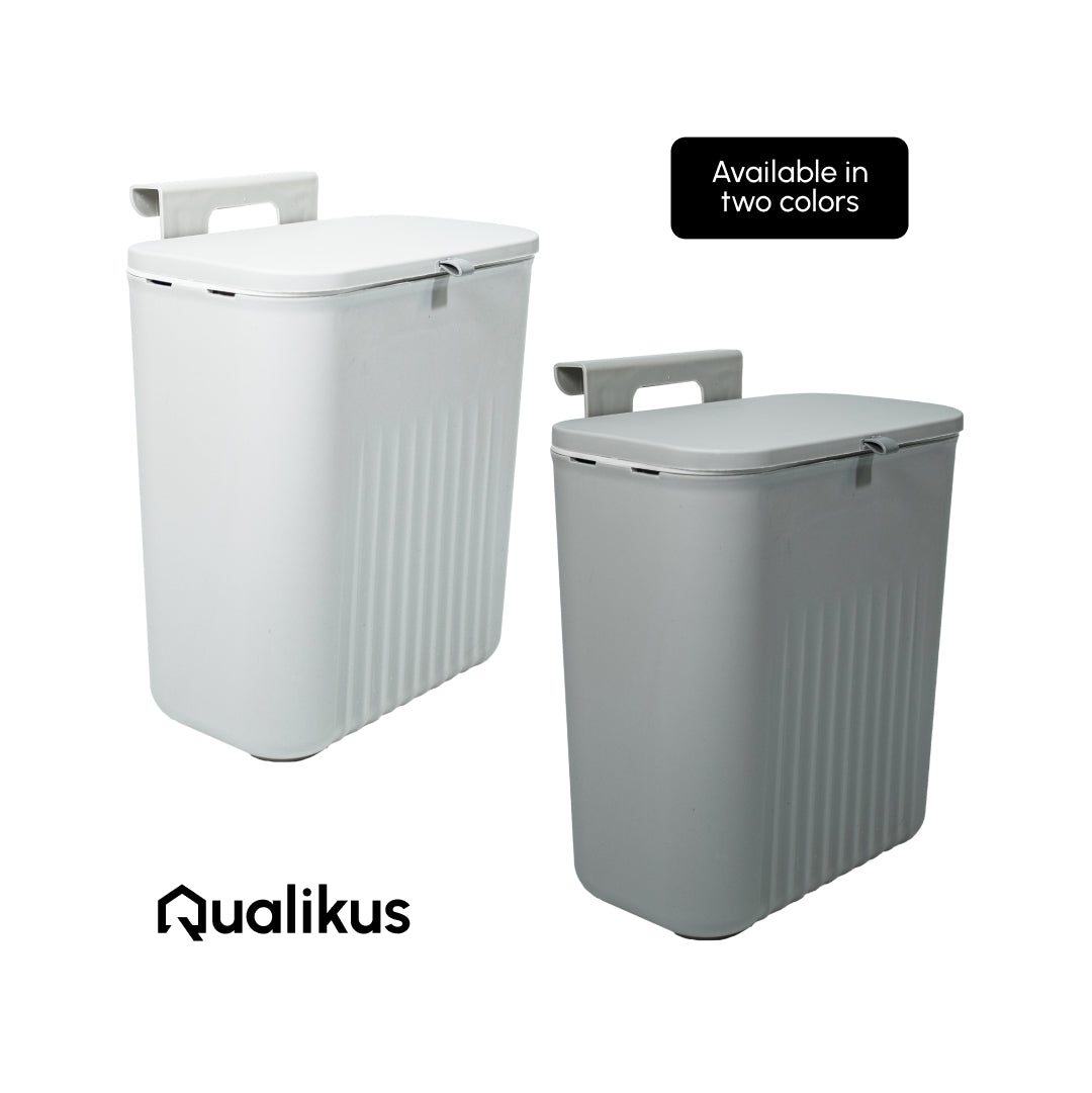 Multifunctional Plastic Trash Bin With Lid (9L) - Grey